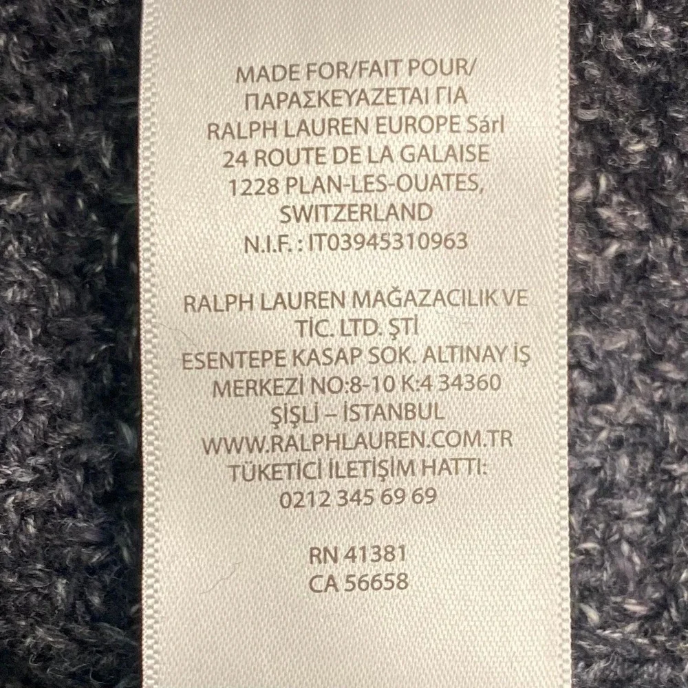 Polo Ralph‎ Lauren Men's XL Charcoal Grey Cable Knit Cotton Sweater Heavy